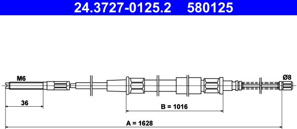 ATE 24.3727-0125.2 - Тросик, cтояночный тормоз unicars.by