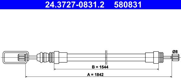 ATE 24.3727-0831.2 - Тросик, cтояночный тормоз unicars.by