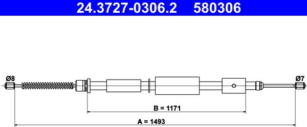 ATE 24.3727-0306.2 - Тросик, cтояночный тормоз unicars.by