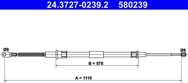 ATE 24.3727-0239.2 - Тросик, cтояночный тормоз unicars.by