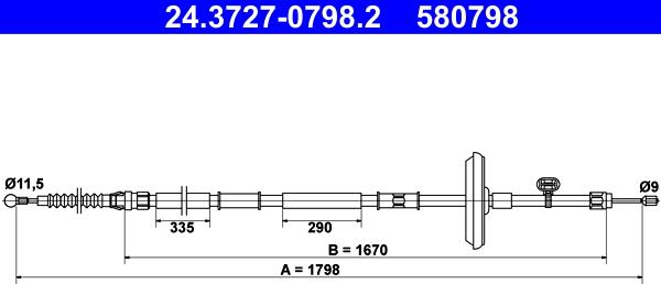 ATE 24.3727-0798.2 - Тросик, cтояночный тормоз unicars.by