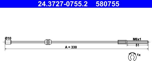 ATE 24.3727-0755.2 - Тросик, cтояночный тормоз unicars.by