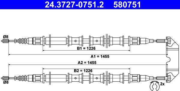 ATE 24.3727-0751.2 - Тросик, cтояночный тормоз unicars.by