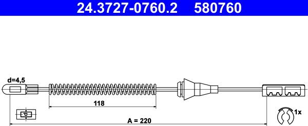 ATE 24.3727-0760.2 - Тросик, cтояночный тормоз unicars.by