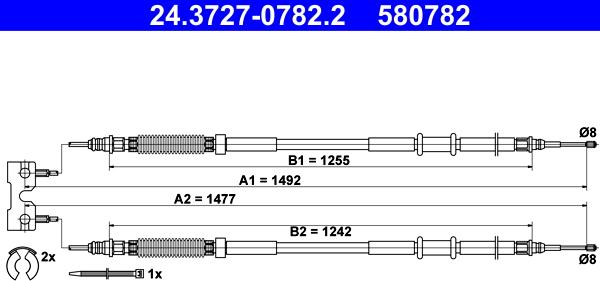 ATE 24.3727-0782.2 - Тросик, cтояночный тормоз unicars.by