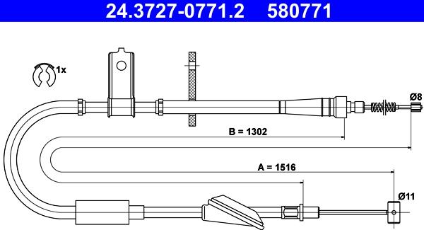 ATE 24.3727-0771.2 - Тросик, cтояночный тормоз unicars.by