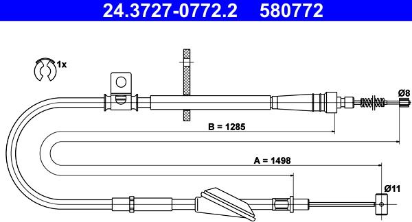 ATE 24.3727-0772.2 - Тросик, cтояночный тормоз unicars.by