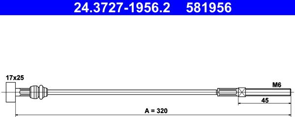 ATE 24.3727-1956.2 - Тросик, cтояночный тормоз unicars.by