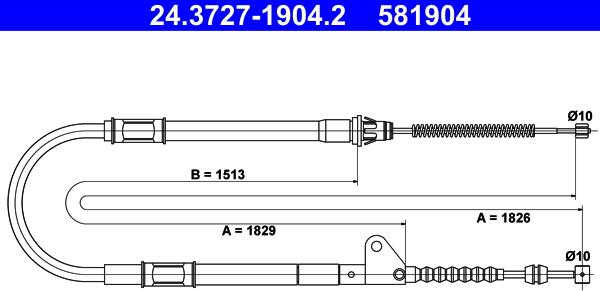 ATE 24.3727-1904.2 - Тросик, cтояночный тормоз unicars.by