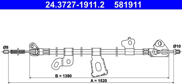 ATE 24.3727-1911.2 - Тросик, cтояночный тормоз unicars.by