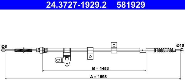 ATE 24.3727-1929.2 - Тросик, cтояночный тормоз unicars.by