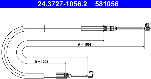 ATE 24.3727-1056.2 - Тросик, cтояночный тормоз unicars.by