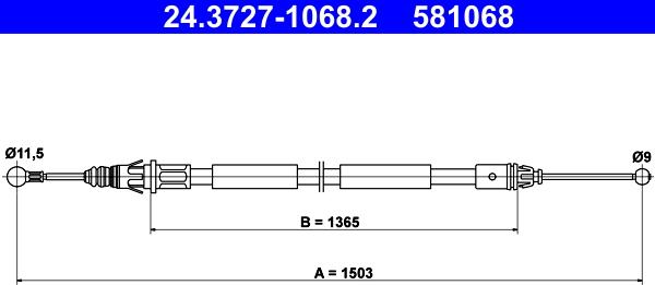 ATE 24.3727-1068.2 - Тросик, cтояночный тормоз unicars.by