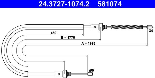 ATE 24.3727-1074.2 - Тросик, cтояночный тормоз unicars.by
