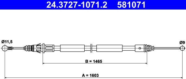 ATE 24.3727-1071.2 - Тросик, cтояночный тормоз unicars.by