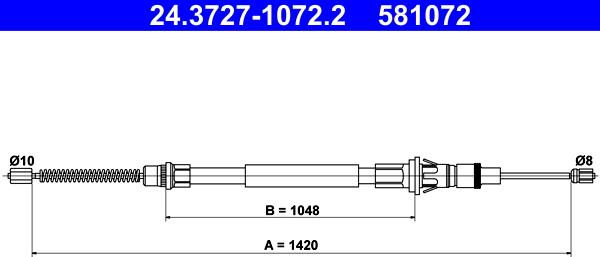 ATE 24.3727-1072.2 - Тросик, cтояночный тормоз unicars.by