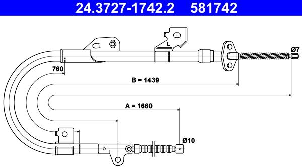 ATE 24.3727-1742.2 - Тросик, cтояночный тормоз unicars.by