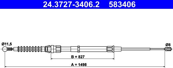 ATE 24.3727-3406.2 - Тросик, cтояночный тормоз unicars.by