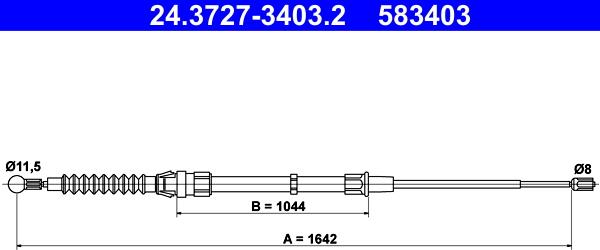 ATE 24.3727-3403.2 - Тросик, cтояночный тормоз unicars.by