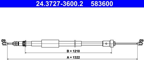 ATE 24.3727-3600.2 - Тросик, cтояночный тормоз unicars.by