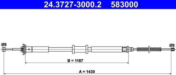 ATE 24.3727-3000.2 - Тросик, cтояночный тормоз unicars.by