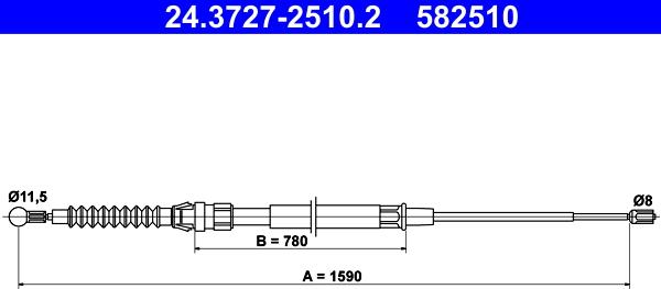 ATE 24.3727-2510.2 - Тросик, cтояночный тормоз unicars.by