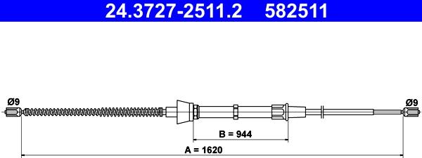 ATE 24.3727-2511.2 - Тросик, cтояночный тормоз unicars.by