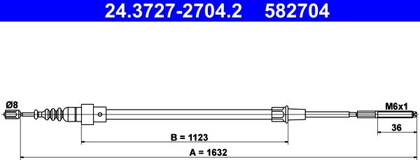 ATE 24.3727-2704.2 - Тросик, cтояночный тормоз unicars.by