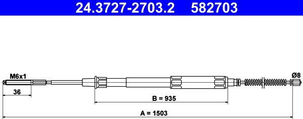 ATE 24.3727-2703.2 - Тросик, cтояночный тормоз unicars.by