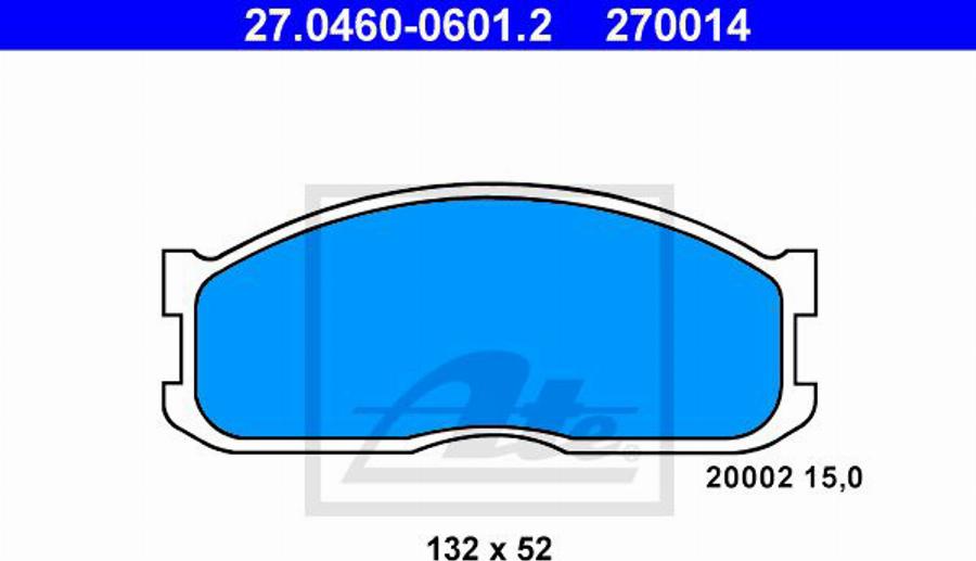 ATE 270014 - Тормозные колодки, дисковые, комплект unicars.by