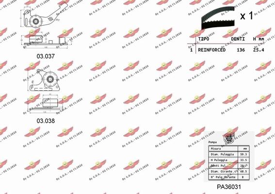 Autokit 04.5060PA - Водяной насос + комплект зубчатого ремня ГРМ unicars.by