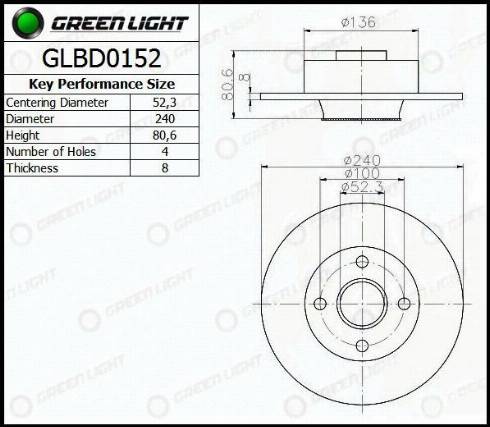 AutomotiveAdriado GLBD0152 - Тормозной диск unicars.by