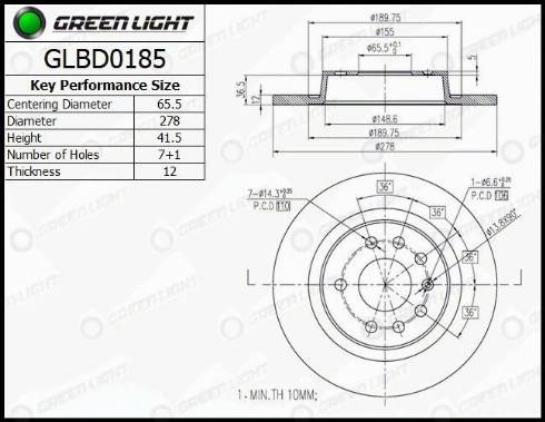 AutomotiveAdriado GLBD0185 - Тормозной диск unicars.by