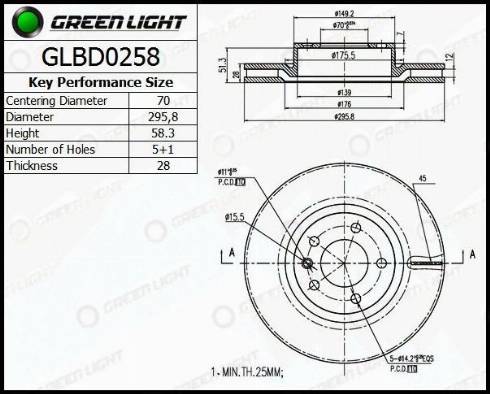 AutomotiveAdriado GLBD0258 - Тормозной диск unicars.by