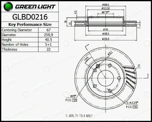 AutomotiveAdriado GLBD0216 - Тормозной диск unicars.by