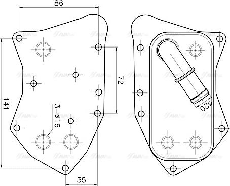 Ava Quality Cooling OL3749 - Масляный радиатор, двигательное масло unicars.by