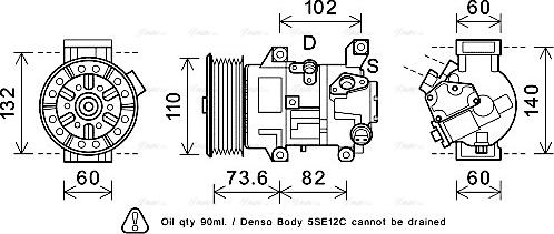 Ava Quality Cooling TOAK683 - Компрессор кондиционера unicars.by