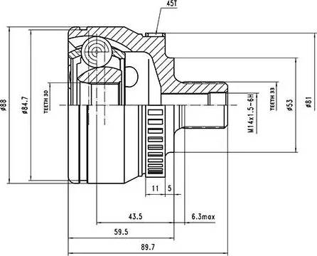 Aywiparts AW1510013A - Шарнирный комплект, ШРУС, приводной вал unicars.by