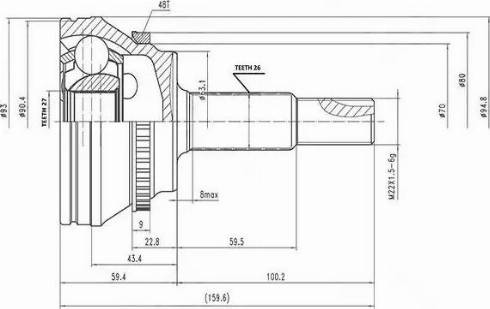 Aywiparts AW1510038A - Шарнирный комплект, ШРУС, приводной вал unicars.by