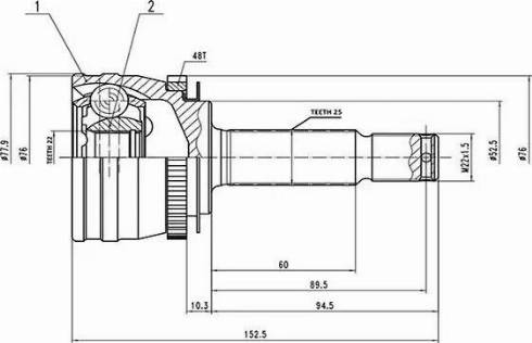 Aywiparts AW1510153A - Шарнирный комплект, ШРУС, приводной вал unicars.by