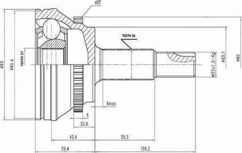 Aywiparts AW1510357A - Шарнирный комплект, ШРУС, приводной вал unicars.by