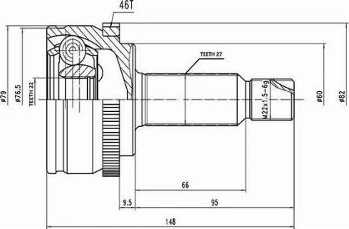 Aywiparts AW1511049A - Шарнирный комплект, ШРУС, приводной вал unicars.by