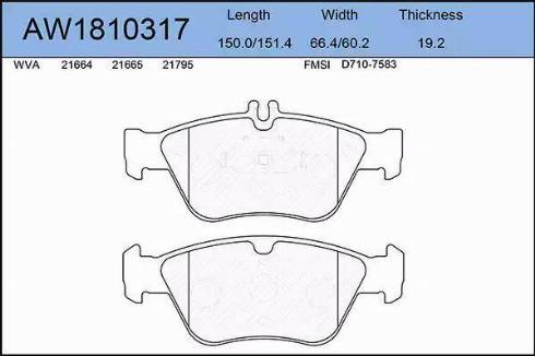 Aywiparts AW1810317 - Тормозные колодки, дисковые, комплект unicars.by