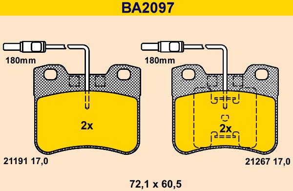 Barum BA2097 - Тормозные колодки, дисковые, комплект unicars.by