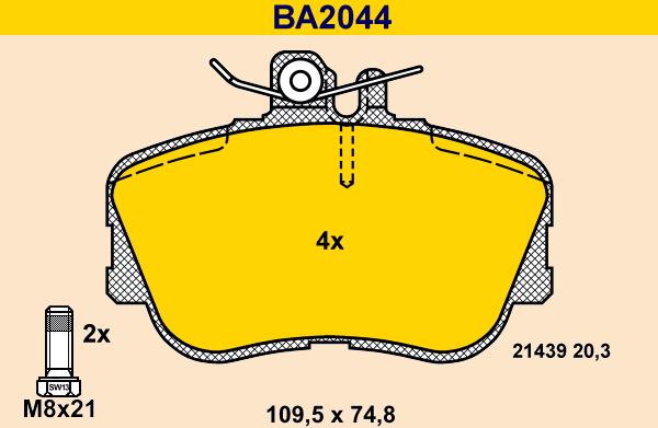 Barum BA2044 - Тормозные колодки, дисковые, комплект unicars.by