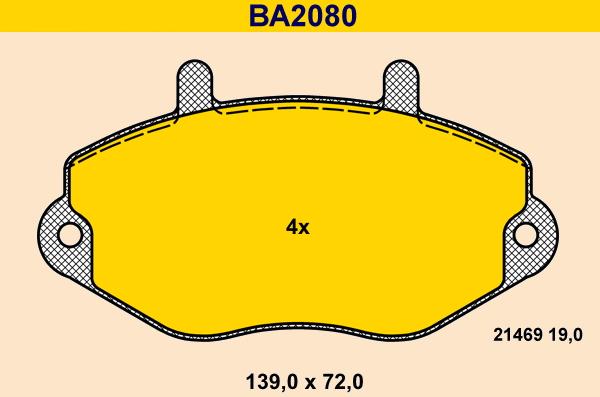 Barum BA2080 - Тормозные колодки, дисковые, комплект unicars.by