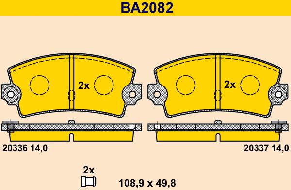 Barum BA2082 - Тормозные колодки, дисковые, комплект unicars.by