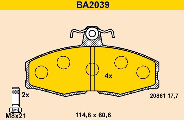 Barum BA2039 - Тормозные колодки, дисковые, комплект unicars.by