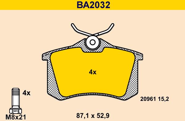 Barum BA2032 - Тормозные колодки, дисковые, комплект unicars.by