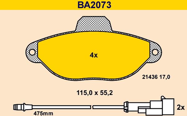 Barum BA2073 - Тормозные колодки, дисковые, комплект unicars.by